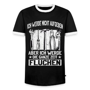 Handwerker Nie aufgeben, kreativ fluchen! - Männer Kontrast-T-Shirt - Schwarz/Weiß - Vorne - AI Model Female 172 light (172cm) & AI Model Male 178 light (178cm)
