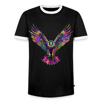 Falconry Falconer Pop Art - Men's Ringer Shirt - black/white - Front - AI Model Female 172 light (172cm) & AI Model Male 178 light (178cm)