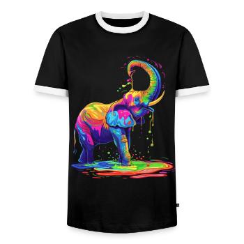 Elefant Tier Pop Art - Männer Kontrast-T-Shirt - Schwarz/Weiß - Vorne - AI Model Female 172 light (172cm) & AI Model Male 178 light (178cm)