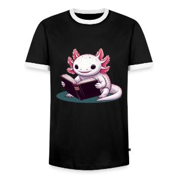 Reading Axolotl - Men's Ringer Shirt - black/white - Front - AI Model Female 172 light (172cm) & AI Model Male 178 light (178cm)