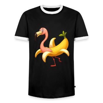 Bananen Flamingo - Männer Kontrast-T-Shirt - Schwarz/Weiß - Vorne - AI Model Female 172 light (172cm) & AI Model Male 178 light (178cm)