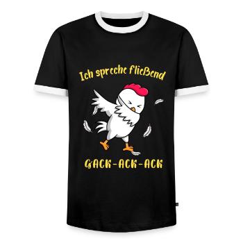 Poulets Whisperer Farm Poulet Poulailler Fermier - T-shirt contrasté Homme - noir/blanc - Devant - AI Model Female 172 light (172cm) & AI Model Male 178 light (178cm)