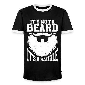 Beard Saying Bearded Father Husband - Men's Ringer Shirt - black/white - Front - AI Model Female 172 light (172cm) & AI Model Male 178 light (178cm)