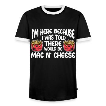 Mac And Cheese Macaroni - Men's Ringer Shirt - black/white - Front - AI Model Female 172 light (172cm) & AI Model Male 178 light (178cm)