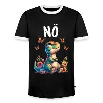 Dinosaur Dinos Saying Nope for Boys and Girls - Men's Ringer Shirt - black/white - Front - AI Model Female 172 light (172cm) & AI Model Male 178 light (178cm)