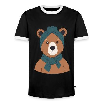Funny Mama Bear Mother Bear Bear Lover - Men's Ringer Shirt - black/white - Front - AI Model Female 172 light (172cm) & AI Model Male 178 light (178cm)