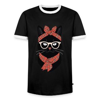 Cute Cat Mom Cat Lover Mom Style - Men's Ringer Shirt - black/white - Front - AI Model Female 172 light (172cm) & AI Model Male 178 light (178cm)