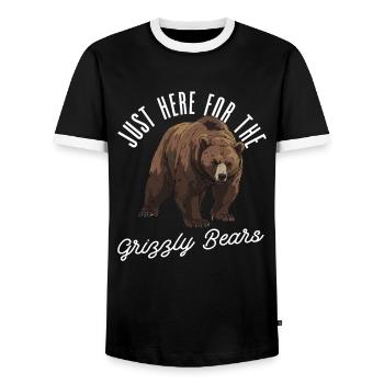 Grizzly Ours brun Ours brun - T-shirt contrasté Homme - noir/blanc - Devant - AI Model Female 172 light (172cm) & AI Model Male 178 light (178cm)
