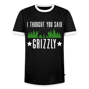 Grizzly Ours brun Ours brun - T-shirt contrasté Homme - noir/blanc - Devant - AI Model Female 172 light (172cm) & AI Model Male 178 light (178cm)