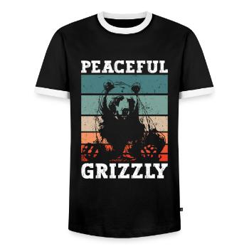 Grizzly Ours brun Ours brun - T-shirt contrasté Homme - noir/blanc - Devant - AI Model Female 172 light (172cm) & AI Model Male 178 light (178cm)