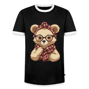 Funny Mama Bear Mother Bear Bear Lover - Men's Ringer Shirt - black/white - Front - AI Model Female 172 light (172cm) & AI Model Male 178 light (178cm)