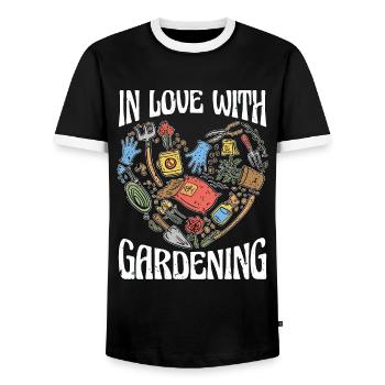 Gardener In Love With Gardening Horticulturist - Men's Ringer Shirt - black/white - Front - AI Model Female 172 light (172cm) & AI Model Male 178 light (178cm)