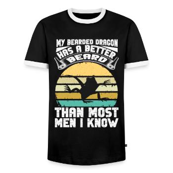 Bärde Drachenliebhaber Pogona Reptile Eidechse - Männer Kontrast-T-Shirt - Schwarz/Weiß - Vorne - AI Model Female 172 light (172cm) & AI Model Male 178 light (178cm)