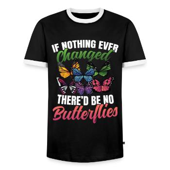 If Nothing Ever Changed There'd Be No Butterflies - Männer Kontrast-T-Shirt - Schwarz/Weiß - Vorne - AI Model Female 172 light (172cm) & AI Model Male 178 light (178cm)
