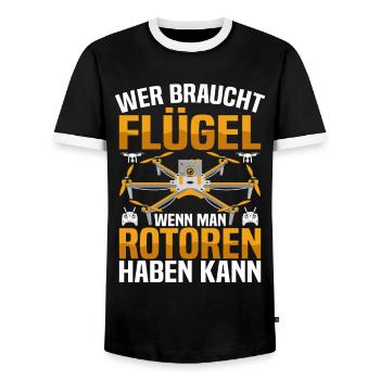 Drohnenfliegen FPV Racing Pilot Drohnenflieger - Männer Kontrast-T-Shirt - Schwarz/Weiß - Vorne - AI Model Female 172 light (172cm) & AI Model Male 178 light (178cm)