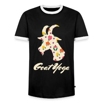 Goat Yoga Ziegen Yoga - Männer Kontrast-T-Shirt - Schwarz/Weiß - Vorne - AI Model Female 172 light (172cm) & AI Model Male 178 light (178cm)