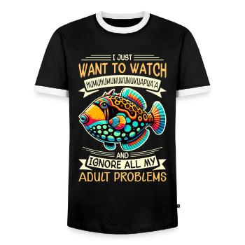 Hawaiian triggerfish Humuhumunukunukuapua'a - Men's Ringer Shirt - black/white - Front - AI Model Female 172 light (172cm) & AI Model Male 178 light (178cm)