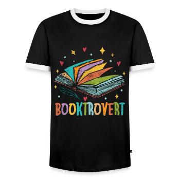 Reading Booktrovert Loves Reading Books Librarian - Men's Ringer Shirt - black/white - Front - AI Model Female 172 light (172cm) & AI Model Male 178 light (178cm)