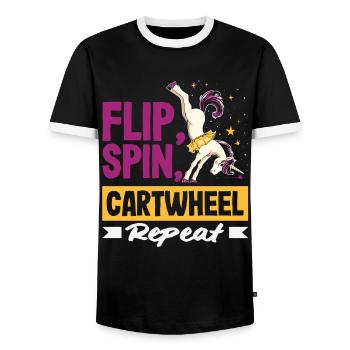 Cool Wheel Stroke Gymnastics Gymnastics - Men's Ringer Shirt - black/white - Front - AI Model Female 172 light (172cm) & AI Model Male 178 light (178cm)