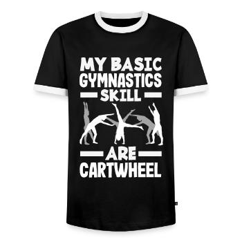Cool cartwheel gymnastics - Men's Ringer Shirt - black/white - Front - AI Model Female 172 light (172cm) & AI Model Male 178 light (178cm)