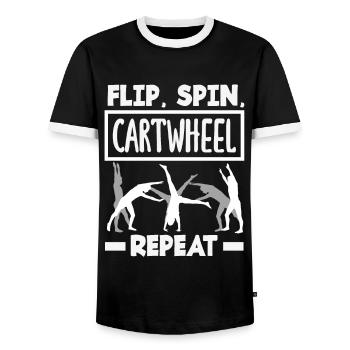 Cool cartwheel gymnastics - Men's Ringer Shirt - black/white - Front - AI Model Female 172 light (172cm) & AI Model Male 178 light (178cm)