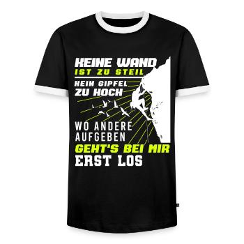 Klettern bouldern lustiges Motiv Kletterer - Männer Kontrast-T-Shirt - Schwarz/Weiß - Vorne - AI Model Female 172 light (172cm) & AI Model Male 178 light (178cm)