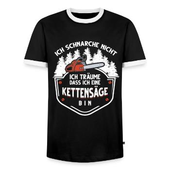 Chainsaw Chainsaw Forester Forestry Worker - Men's Ringer Shirt - black/white - Front - AI Model Female 172 light (172cm) & AI Model Male 178 light (178cm)