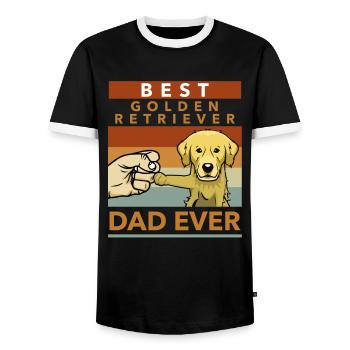 Golden Retriever disant maître cadeau fête des pères - T-shirt contrasté Homme - noir/blanc - Devant - AI Model Female 172 light (172cm) & AI Model Male 178 light (178cm)