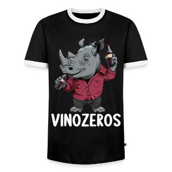 Vinozeros Wine Connoisseur Wine Drinker Wine Lovers - Men's Ringer Shirt - black/white - Front - AI Model Female 172 light (172cm) & AI Model Male 178 light (178cm)