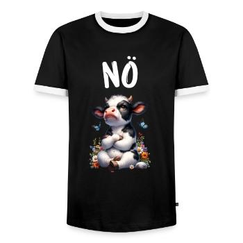 Kuh Spruch Nö für Jungen und Mädchen - Männer Kontrast-T-Shirt - Schwarz/Weiß - Vorne - AI Model Female 172 light (172cm) & AI Model Male 178 light (178cm)