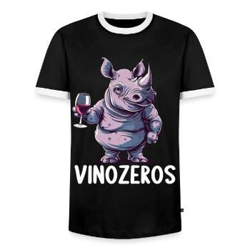 Vinozeros Wine Connoisseur Wine Drinker Wine Lovers - Men's Ringer Shirt - black/white - Front - AI Model Female 172 light (172cm) & AI Model Male 178 light (178cm)