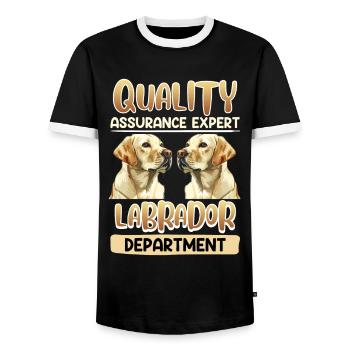 Chien Labrador QUALITÉ LABRADOR DÉPARTEMENT Drôle - T-shirt contrasté Homme - noir/blanc - Devant - AI Model Female 172 light (172cm) & AI Model Male 178 light (178cm)