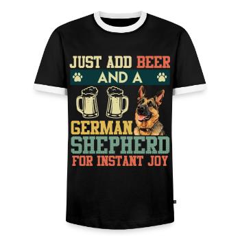 LIFE IS BETTER WITH GERMAN SHEPHERD AND - Men's Ringer Shirt - black/white - Front - AI Model Female 172 light (172cm) & AI Model Male 178 light (178cm)