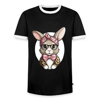 Maman Lapin Mignon Lapin Maman Mignon Lapin de Pâques - T-shirt contrasté Homme - noir/blanc - Devant - AI Model Female 172 light (172cm) & AI Model Male 178 light (178cm)