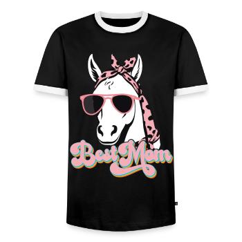 Mama Pferd Pferdeliebhaber Mutter Stilvolle Liebe - Männer Kontrast-T-Shirt - Schwarz/Weiß - Vorne - AI Model Female 172 light (172cm) & AI Model Male 178 light (178cm)