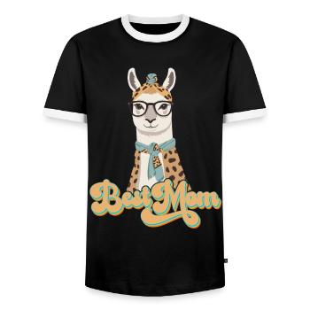 Llama Loving Mom Funny Mom Design - Men's Ringer Shirt - black/white - Front - AI Model Female 172 light (172cm) & AI Model Male 178 light (178cm)