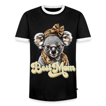 Drôle Koala Maman Mignon Koala Ours Amour - T-shirt contrasté Homme - noir/blanc - Devant - AI Model Female 172 light (172cm) & AI Model Male 178 light (178cm)