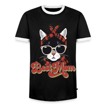 Meilleure Maman Chat Mignon Maman Élégant - T-shirt contrasté Homme - noir/blanc - Devant - AI Model Female 172 light (172cm) & AI Model Male 178 light (178cm)