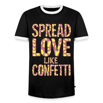 Spread Love Like Confetti Play of Colors - Men's Ringer Shirt - black/white - Front - AI Model Female 172 light (172cm) & AI Model Male 178 light (178cm)