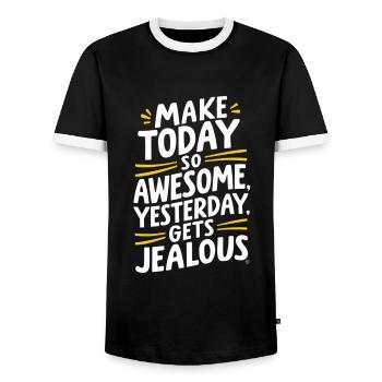 Do so brilliant today, yesterday will be jealous - Men's Ringer Shirt - black/white - Front - AI Model Female 172 light (172cm) & AI Model Male 178 light (178cm)