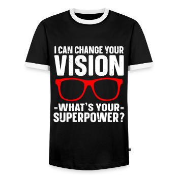 Optometrist Optician Optometry - Men's Ringer Shirt - black/white - Front - AI Model Female 172 light (172cm) & AI Model Male 178 light (178cm)