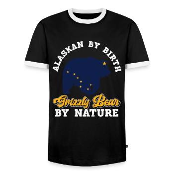 Grizzlybär Alaska Braunbär Bär - Männer Kontrast-T-Shirt - Schwarz/Weiß - Vorne - AI Model Female 172 light (172cm) & AI Model Male 178 light (178cm)