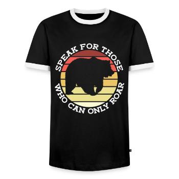 Grizzlybär Tierrechte Braunbär - Männer Kontrast-T-Shirt - Schwarz/Weiß - Vorne - AI Model Female 172 light (172cm) & AI Model Male 178 light (178cm)