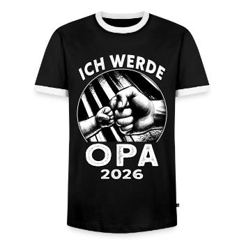 I'm going to be grandpa in 2026 - Men's Ringer Shirt - black/white - Front - AI Model Female 172 light (172cm) & AI Model Male 178 light (178cm)