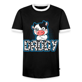 Dad Cowboy Birthday Family Matching Party - Men's Ringer Shirt - black/white - Front - AI Model Female 172 light (172cm) & AI Model Male 178 light (178cm)