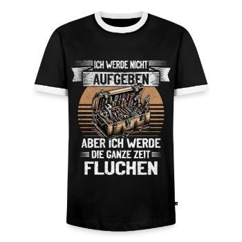 Handwerker Nie aufgeben, kreativ fluchen! - Männer Kontrast-T-Shirt - Schwarz/Weiß - Vorne - AI Model Female 172 light (172cm) & AI Model Male 178 light (178cm)