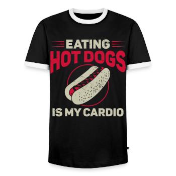 hot-dog adulte manger des hot-dogs est - T-shirt contrasté Homme - noir/blanc - Devant - AI Model Female 172 light (172cm) & AI Model Male 178 light (178cm)