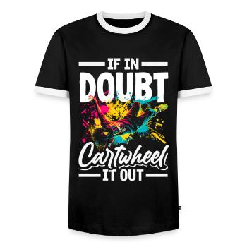Cool Wheel Stroke Gymnastics Gymnastics - Men's Ringer Shirt - black/white - Front - AI Model Female 172 light (172cm) & AI Model Male 178 light (178cm)