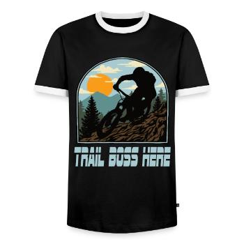 Downhill Mountainbike Mtb Mountainbiker Biking - Männer Kontrast-T-Shirt - Schwarz/Weiß - Vorne - AI Model Female 172 light (172cm) & AI Model Male 178 light (178cm)