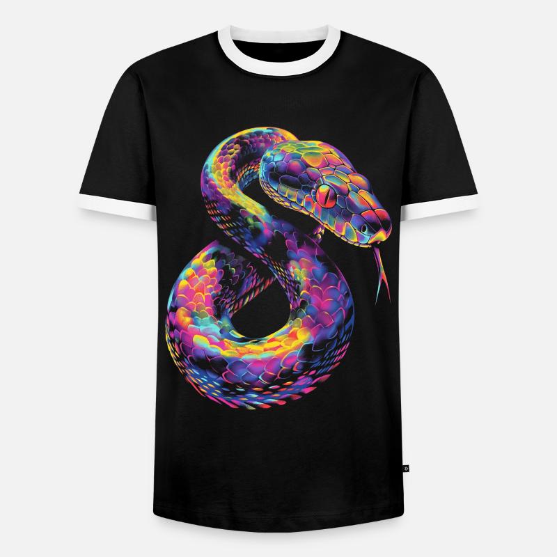 Kugelpython Schlange Pop Art - Männer Kontrast-T-Shirt - Schwarz/Weiß